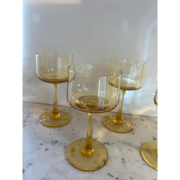 6 Italian Handblown Amber Apertif Glasses Possibly Carlo Moretti - Picture 7 of 10